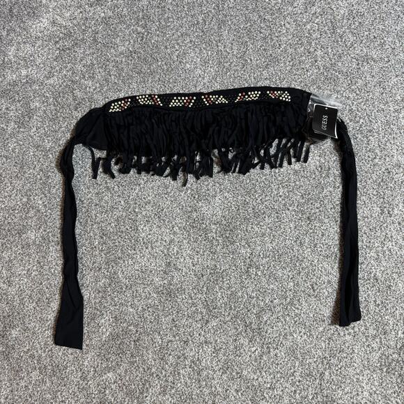 Guess Fringe Bandeau Beachwear Womens Size Small Boho Beaded Southwestern Chic - Picture 1 of 7